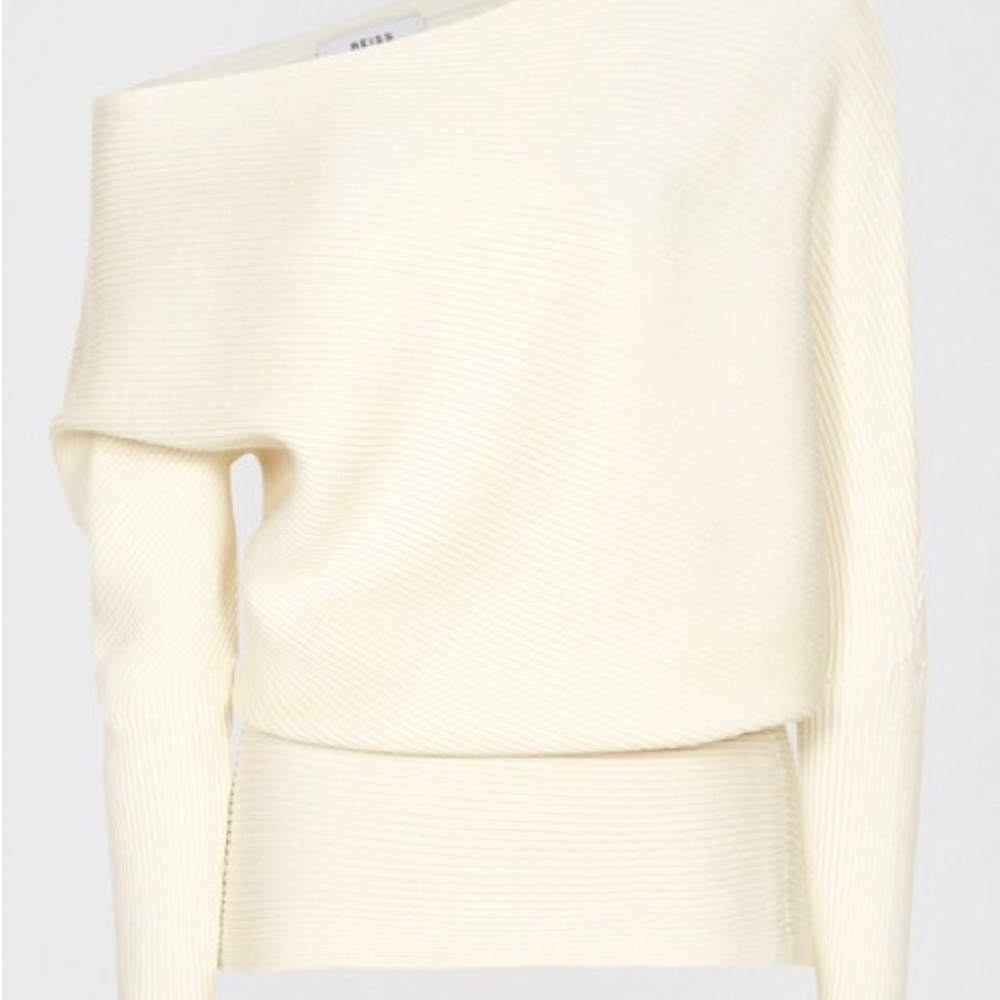 Reiss LORNA ASYMMETRIC KNITTED TOP White